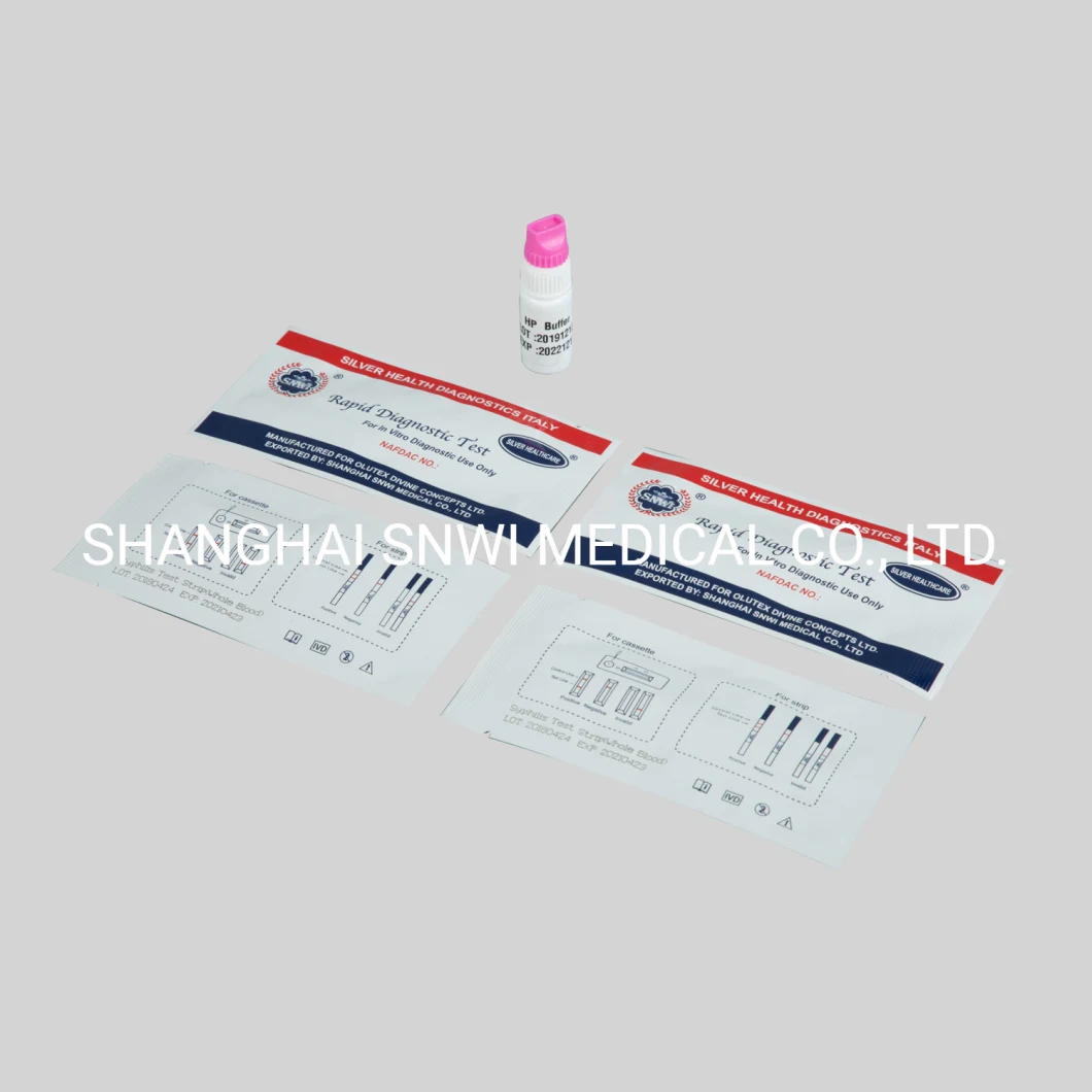 CE Certificated Medical Diagnostic One Step Infectious Diseases Syphilis/Malaria/HCV/Hbsag/H. Pylori Rapid Test Kit Strip Device Cassette
